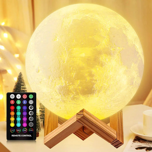 D Galaxy Moon Lamp – 16-Color LED Night Light